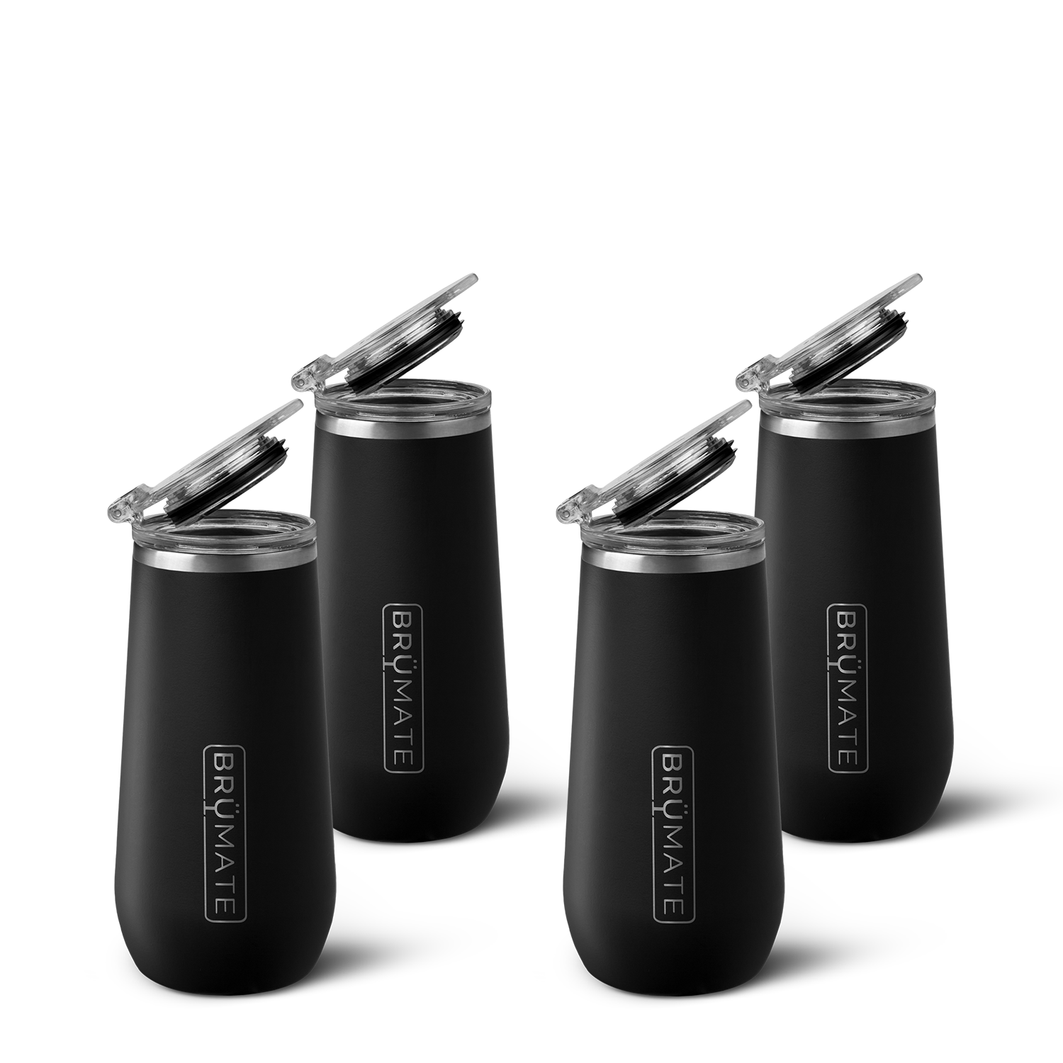 Four-Piece Champagne Flute Set Matte Black | 12oz