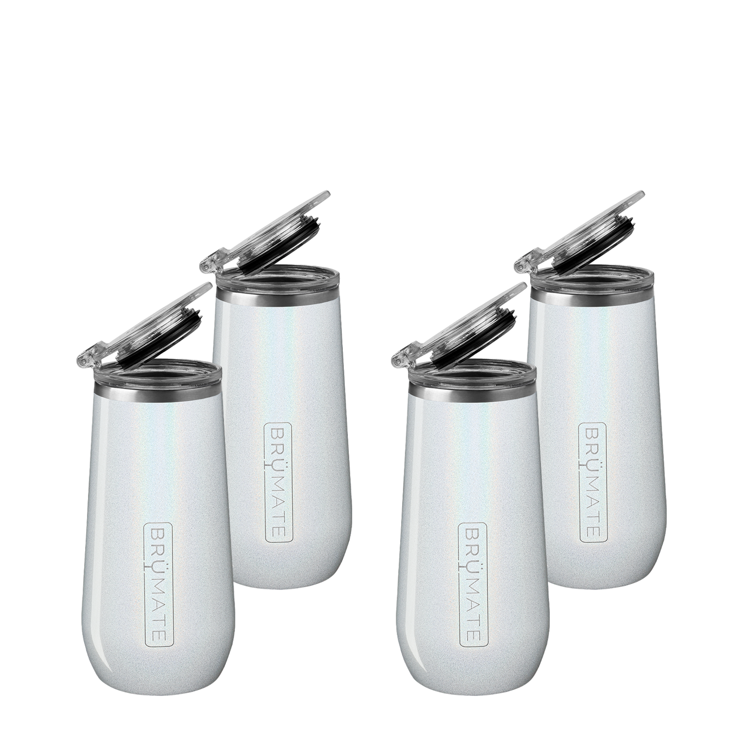 Four-Piece Champagne Flute Set Glitter White | 12ozGlitter White | 12oz